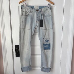 One Teaspoon Light Wash Boyfriend Jeans with Patch Detail
